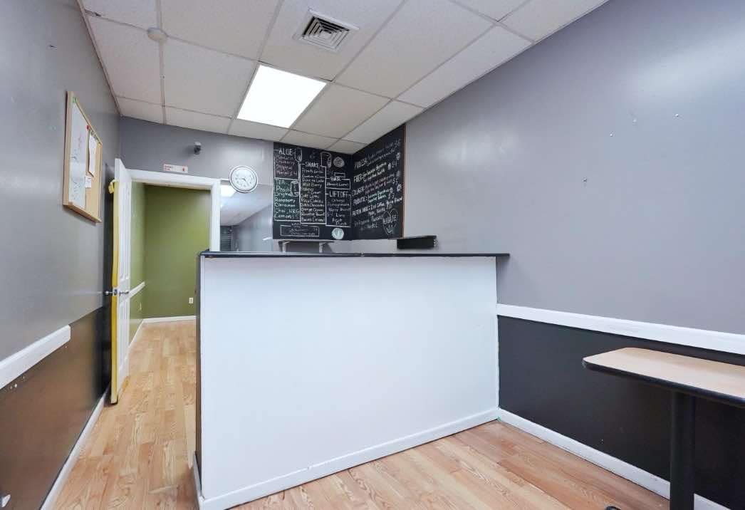 built in front counter ideal for check-in or service area